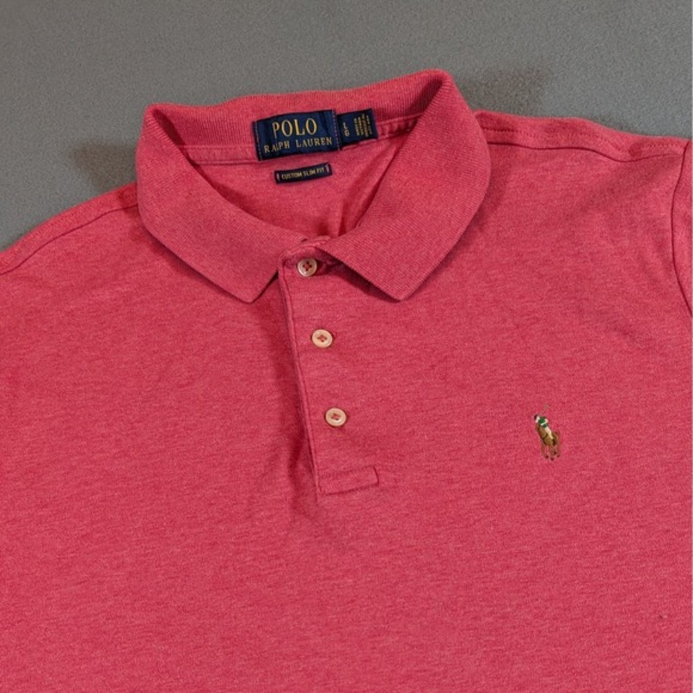 Polo Ralph Lauren Polo Shirt Custom Slim Fit Mens Large‎ Flesh Color Pony